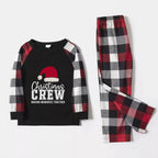 Christmas Family Matching Pajamas-Red and Gray Plaid Pjs set with Santa Hat and “Christmas Crew Making Memories Together” Print