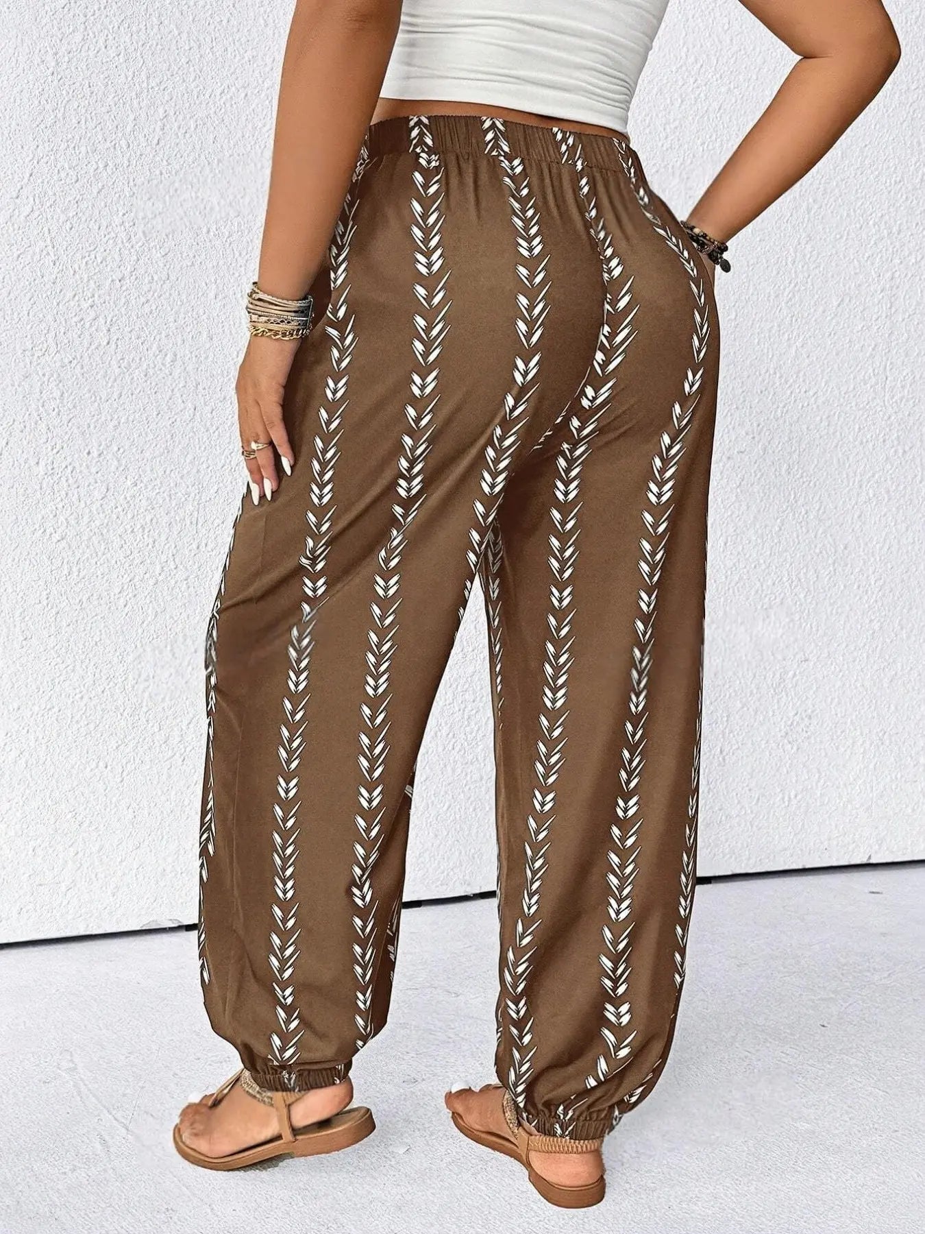 【Plus Size】Pants, Striped Casual Comfy Trousers for Daily Wear, Women's Bottoms for Summer