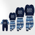 Joyful Blue Christmas Pajamas Set with Tree and Holiday Text Design