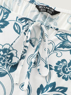 Floral Print Neck-Tie Color Contrast Maxi Dress