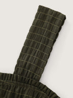 Textured Wide Straps Shirred Waist Jumpsuit