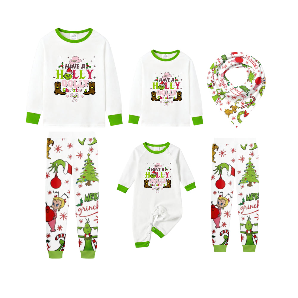 Holiday Family Christmas Pajamas Set With Colorful Xmas Character Pattern Design