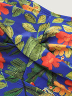 Vibrant Floral Print Twist Front Swim Dress