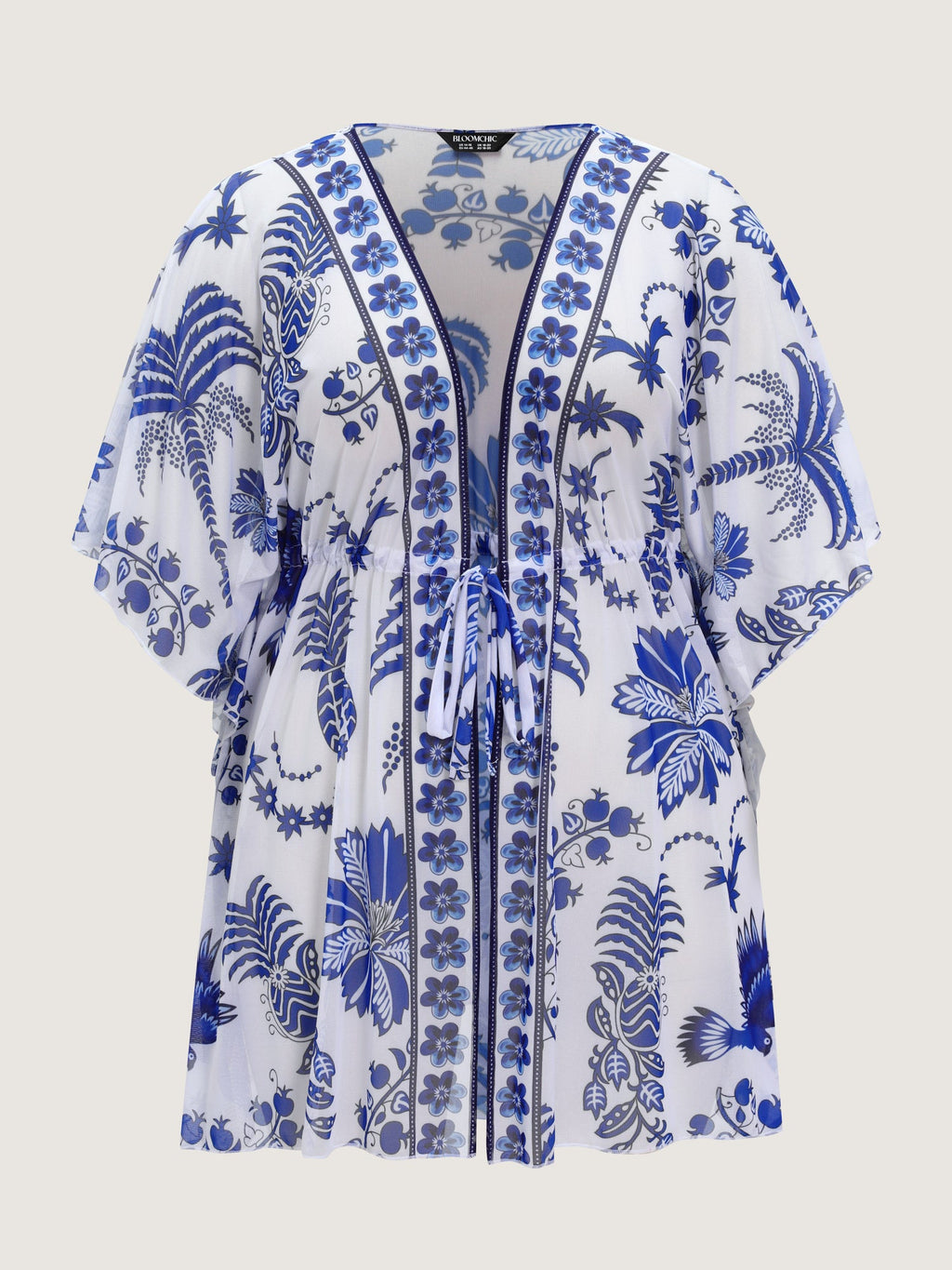 Kimono Two-Piece Tropical Print One-Piece Swim