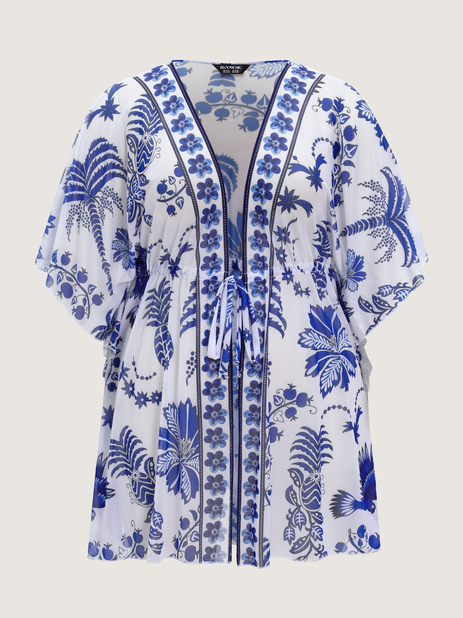 Kimono Two-Piece Tropical Print One-Piece Swim