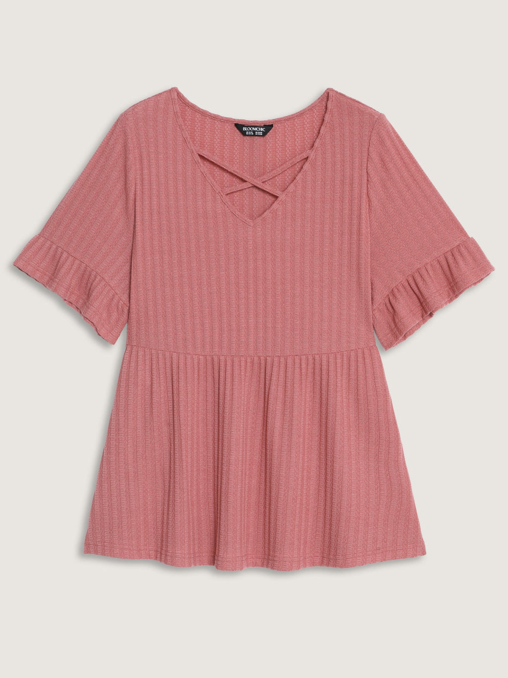 Stretchy Cut-Out Neckline Knit Top