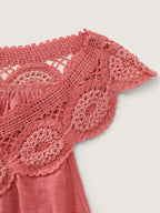 Supersoft Lace Neckline Sleeveless Knit Top
