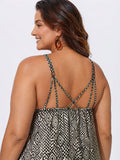 Sheer Geometric Print Halter Neckline Slip Maxi Dress