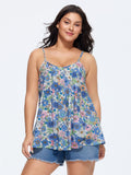 Floral Print Pleated Tank Top