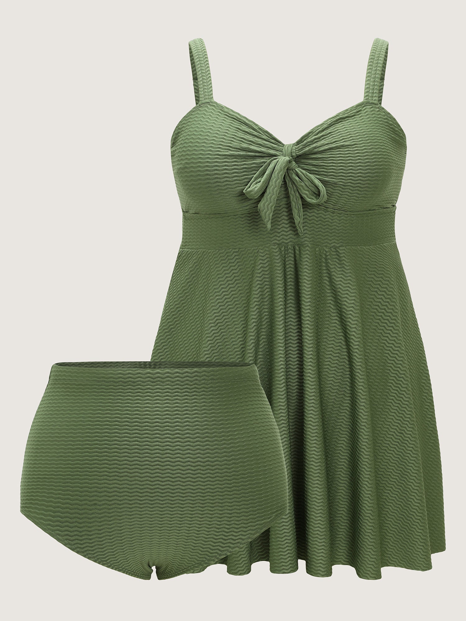 Knotted Front Textured Swim Dress