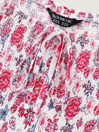 Floral Print Square Shirred Bodice Maxi Dress