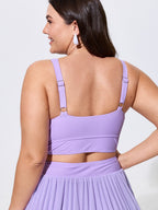Bow-Tie V-Neck Plain Swim Top