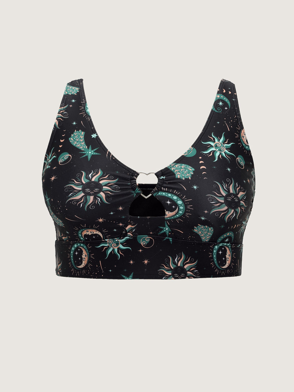 Star Moon Print Cut-Out Swim Top