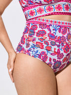 Floral Print High Waisted Swim Bottoms