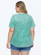 Cotton Stretchy Snowflake Effect Curvy Hem T-Shirt