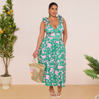 Indigo Chic Ruffled One Piece Swimwear&Skirt