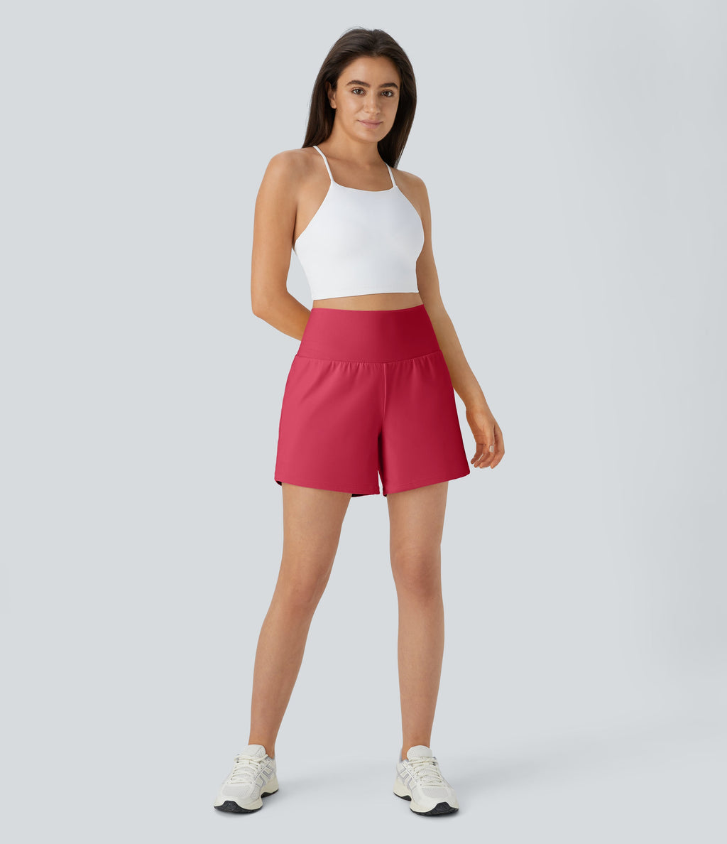 2026🔥UK Super High Waisted Back Pocket & Side Hidden Pocket 2-in-1 Yoga Shorts