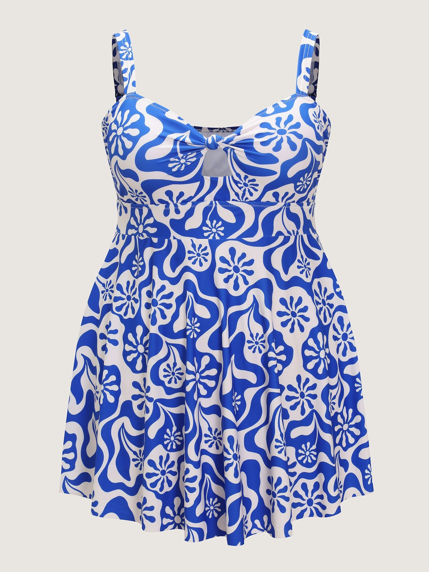 Geometric Print Cut-Out Bodice Swim Dress