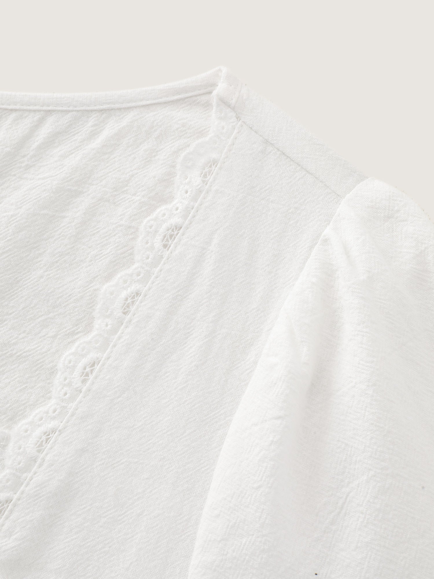 Cotton Lace Trim Square Neck Spliced Blouse