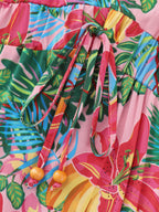 Vibrant Floral Print Cinched-Waist Top