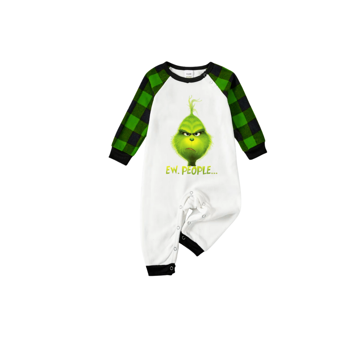 Grinch Ew People Christmas Pajamas - Green Buffalo Plaid