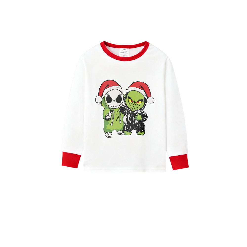 Family Christmas White Pajamas Set With Christmas Print