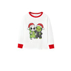 Family Christmas White Pajamas Set With Christmas Print