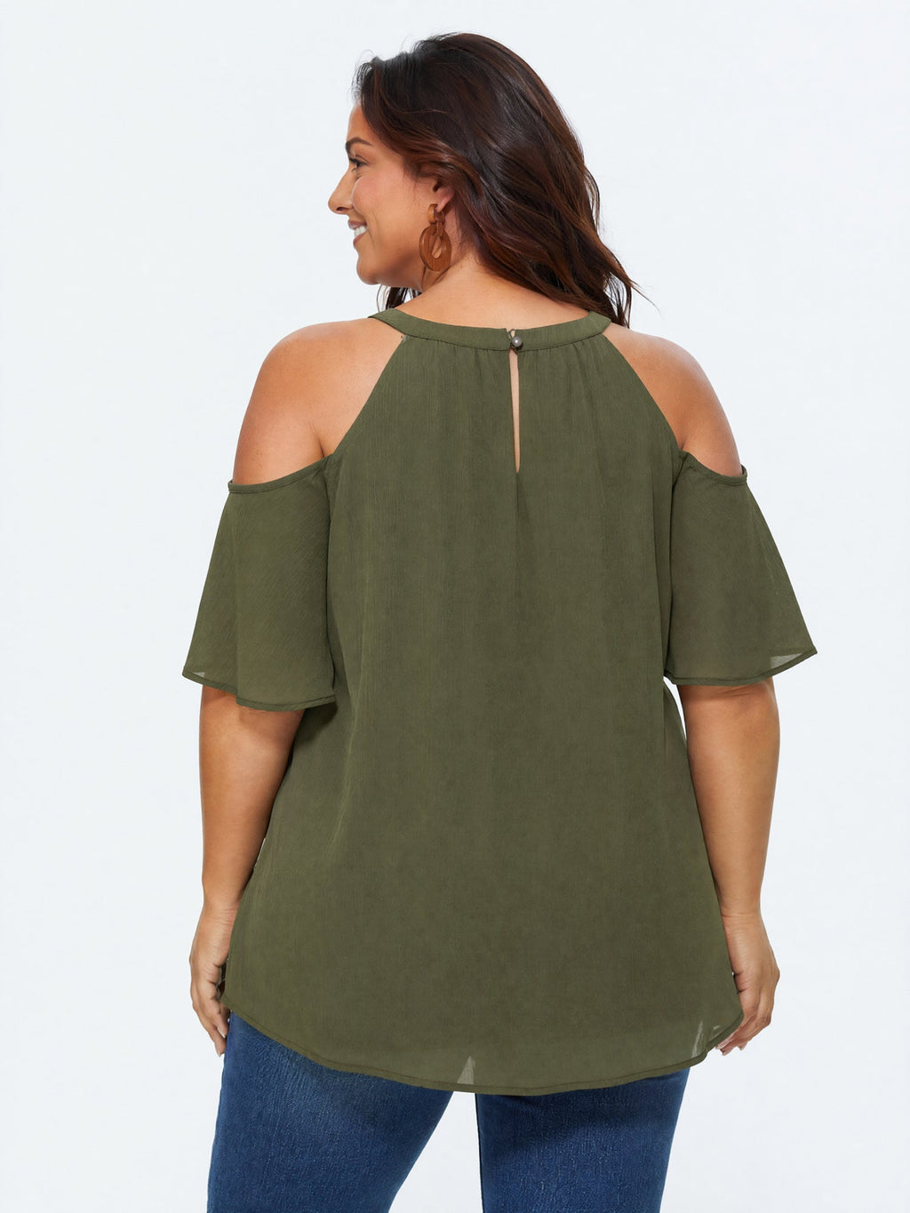 Cut-Out Shoulder Relaxed-Fit Blouse