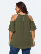 Cut-Out Shoulder Relaxed-Fit Blouse