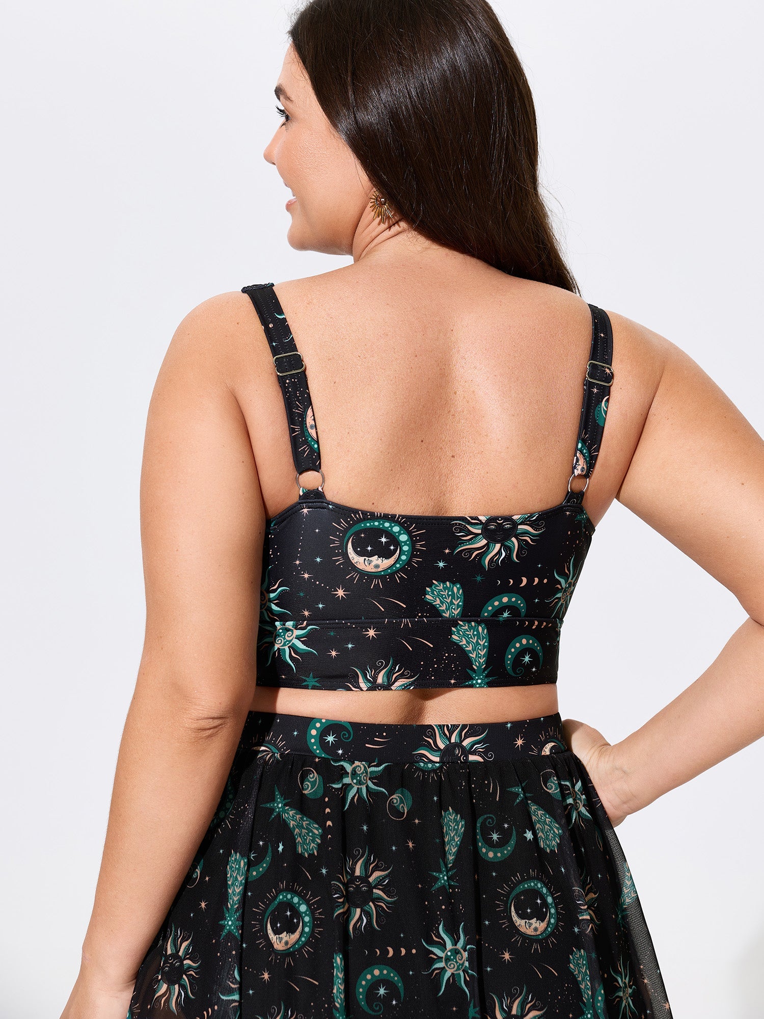 Star Moon Print Cut-Out Swim Top