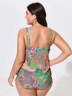 Paisley Print Adjustable Side Drawstring Swim Top