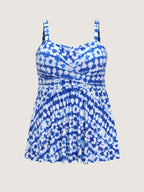 Tie-Dye Print Twist Front Swim Top