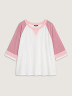 Cotton Stretchy Colorblock Raglan Sleeve T-Shirt