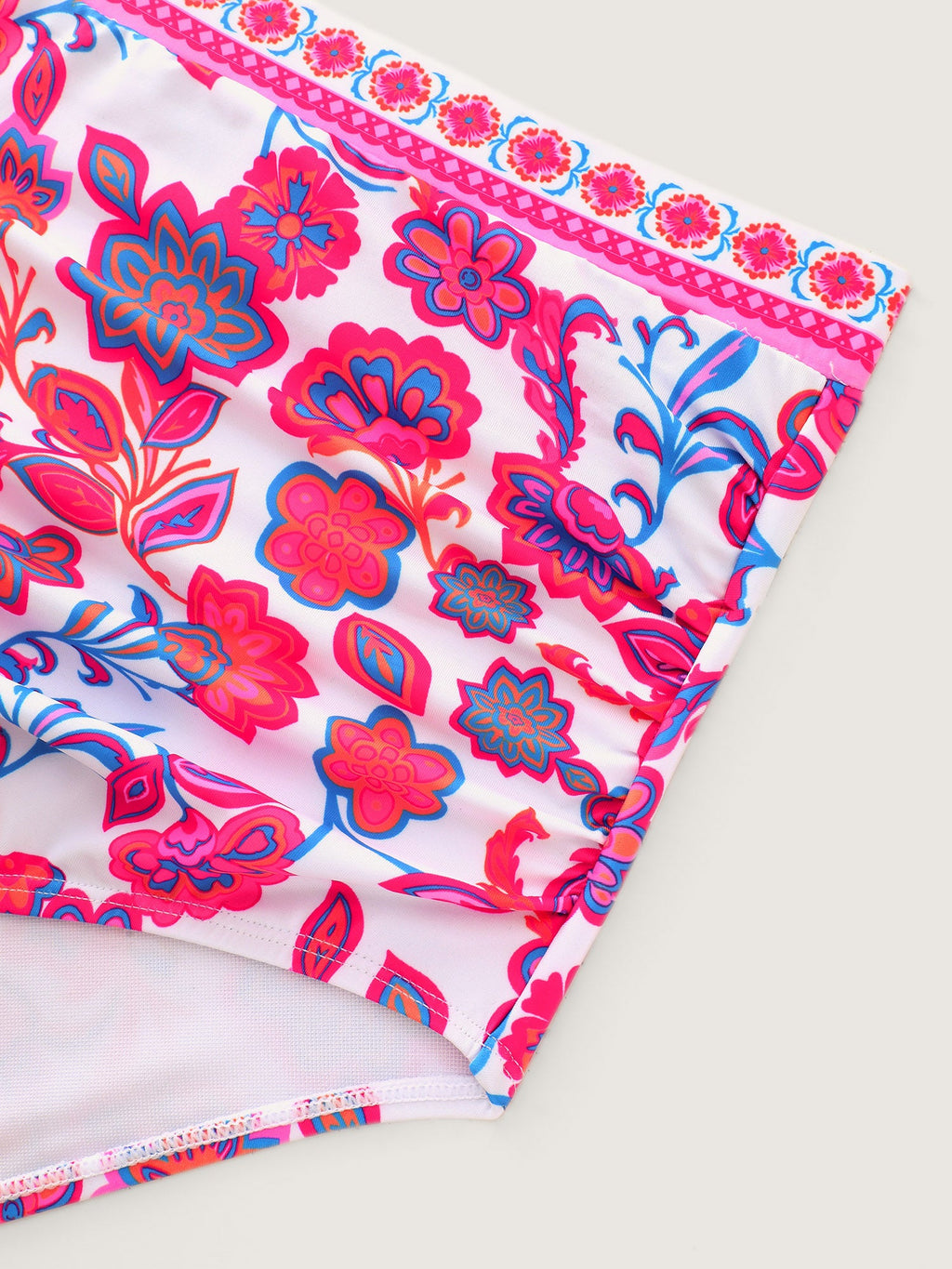 Floral Print High Waisted Swim Bottoms