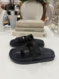 Faux Leather Double Strap Sandal