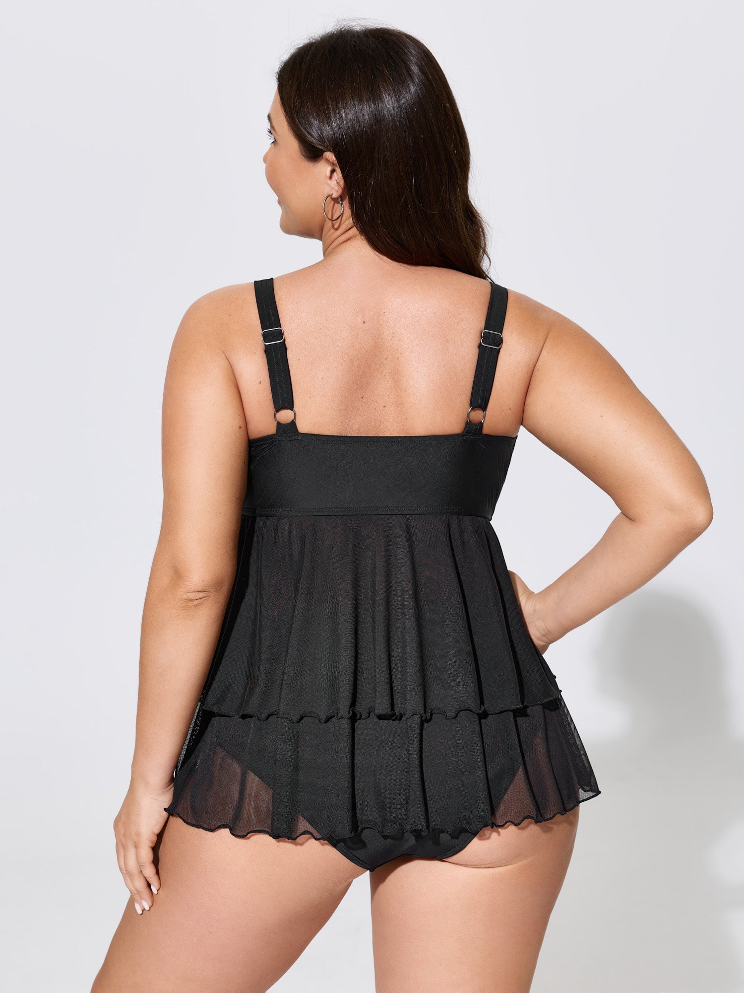 Ruffled Cut-Out Flowy Swim Top