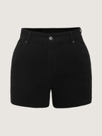 Stretchy Curvy Hem Skinny-Fit Denim Shorts