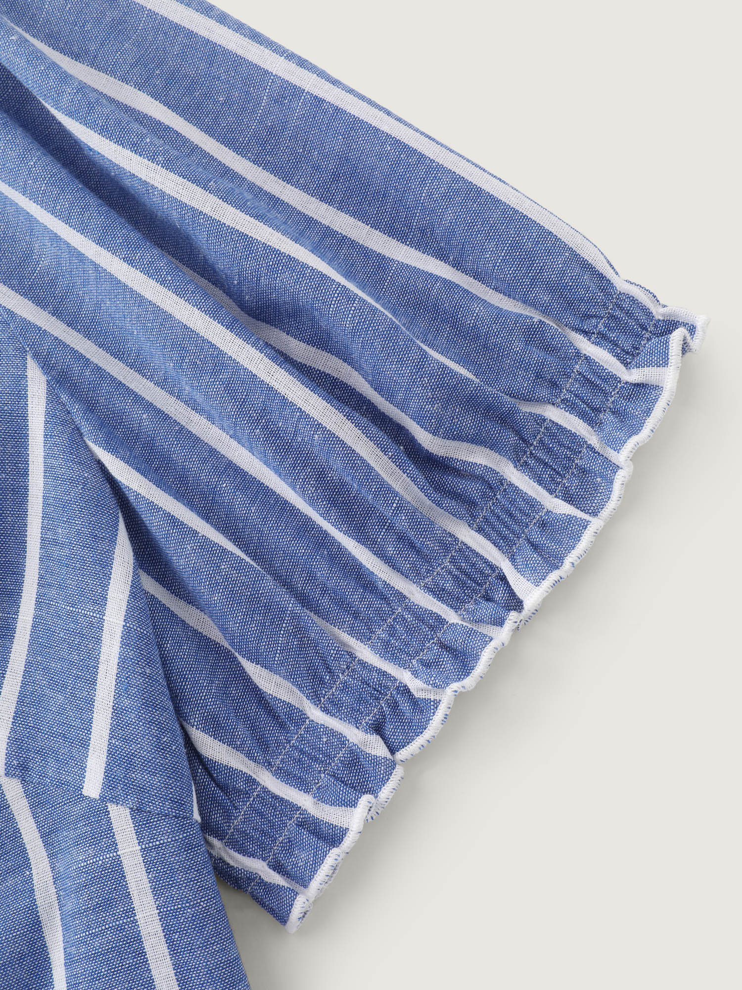Pure Cotton Striped Puffy Sleeve Blouse