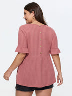Stretchy Cut-Out Neckline Knit Top