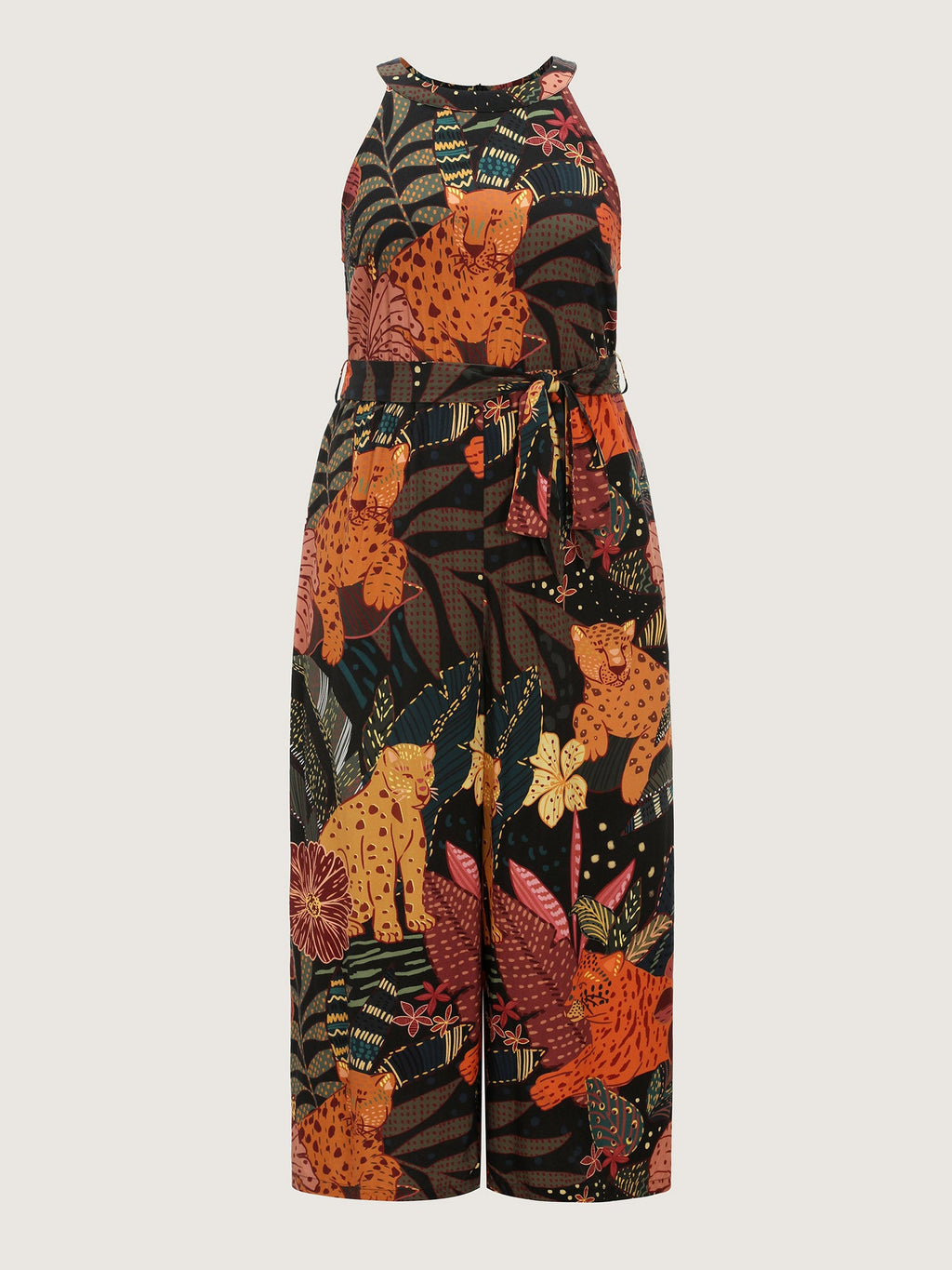 Wild Print Halter Neckline Sleeveless Jumpsuit