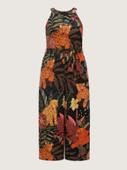 Wild Print Halter Neckline Sleeveless Jumpsuit