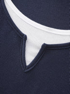 Stretchy Hooded Color Contrast T-Shirt