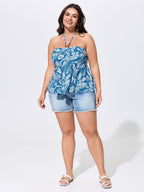 Tropical Print Ruched Tank Top