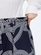 Abstract Print Waist-Tie Maxi Skirt