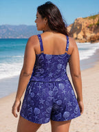 Vibrant Ocean Pattern Pocket One-Piece Swimsuit