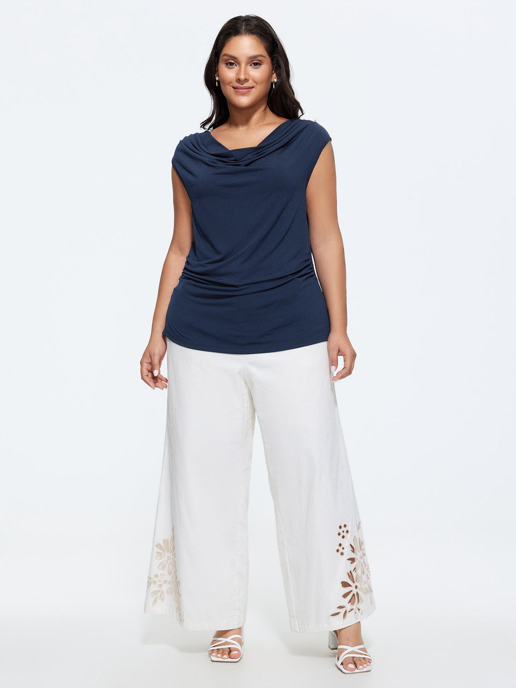 Stretchy Cowl Neckline Knit Top