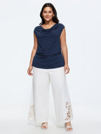 Stretchy Cowl Neckline Knit Top