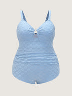 Textured Cut-Out Neckline One-Piece Swim