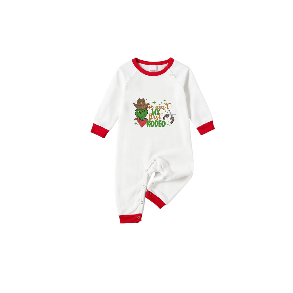 Family Christmas White Pajamas Set With Classic Funny Pattern Design