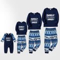 Joyful Blue Christmas Pajamas Set  With Family Matching Slogan Designs